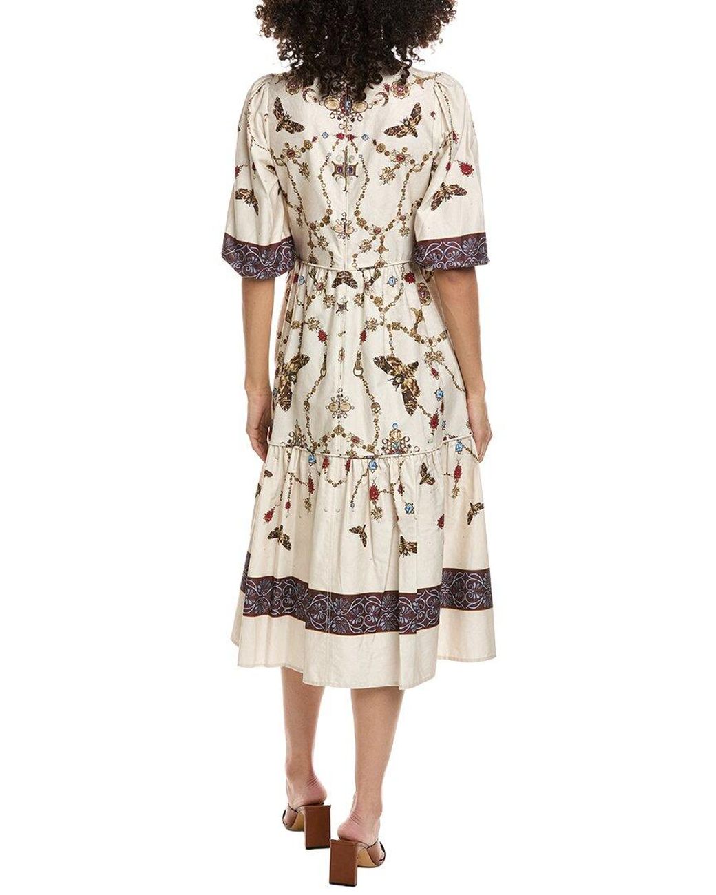 Marchesa Natural Midi A-Line Dress