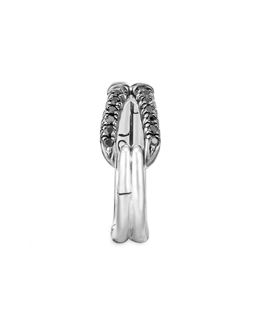 John Hardy White Bamboo Silver Black Sapphire Ring