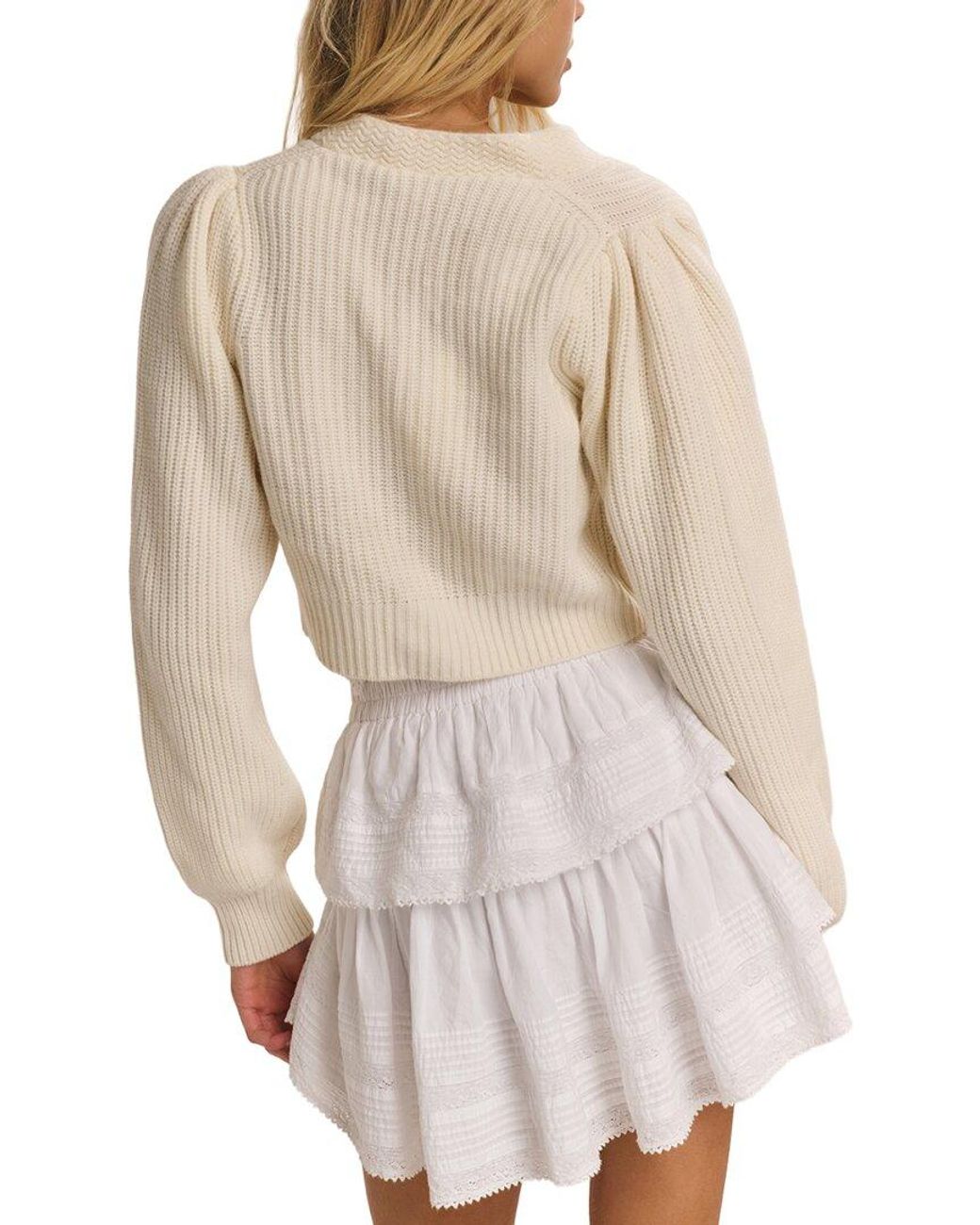 LoveShackFancy Natural Avignon Wool & Cashmere-Blend Crop Cardigan