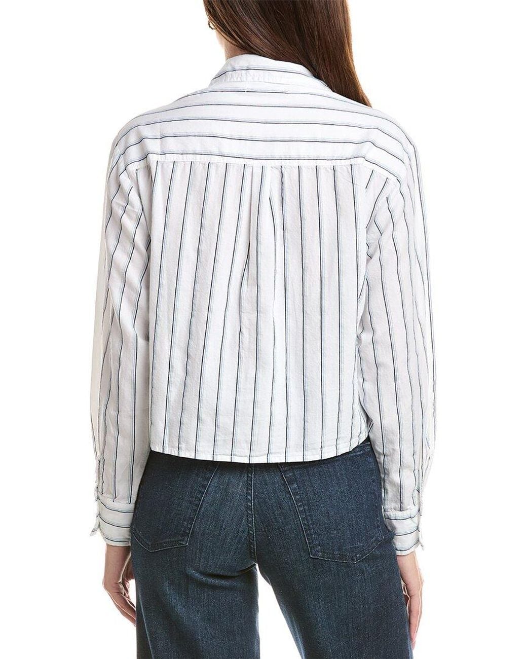 Michael Stars White Scarlet Cropped Button Down Shirt