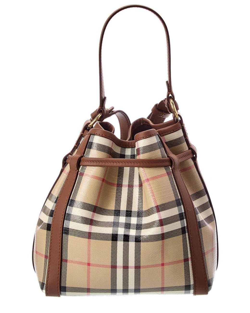 Burberry Brown Mini Check E-Canvas & Leather Bucket Bag