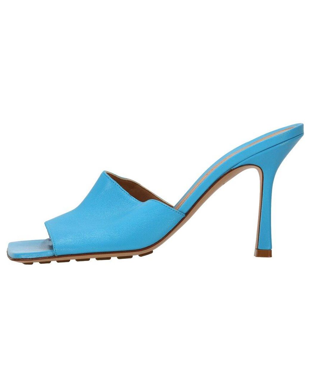 Bottega Veneta Blue Lambskin Leather Stretch Heeled Mule (Authentic Pre- Loved)