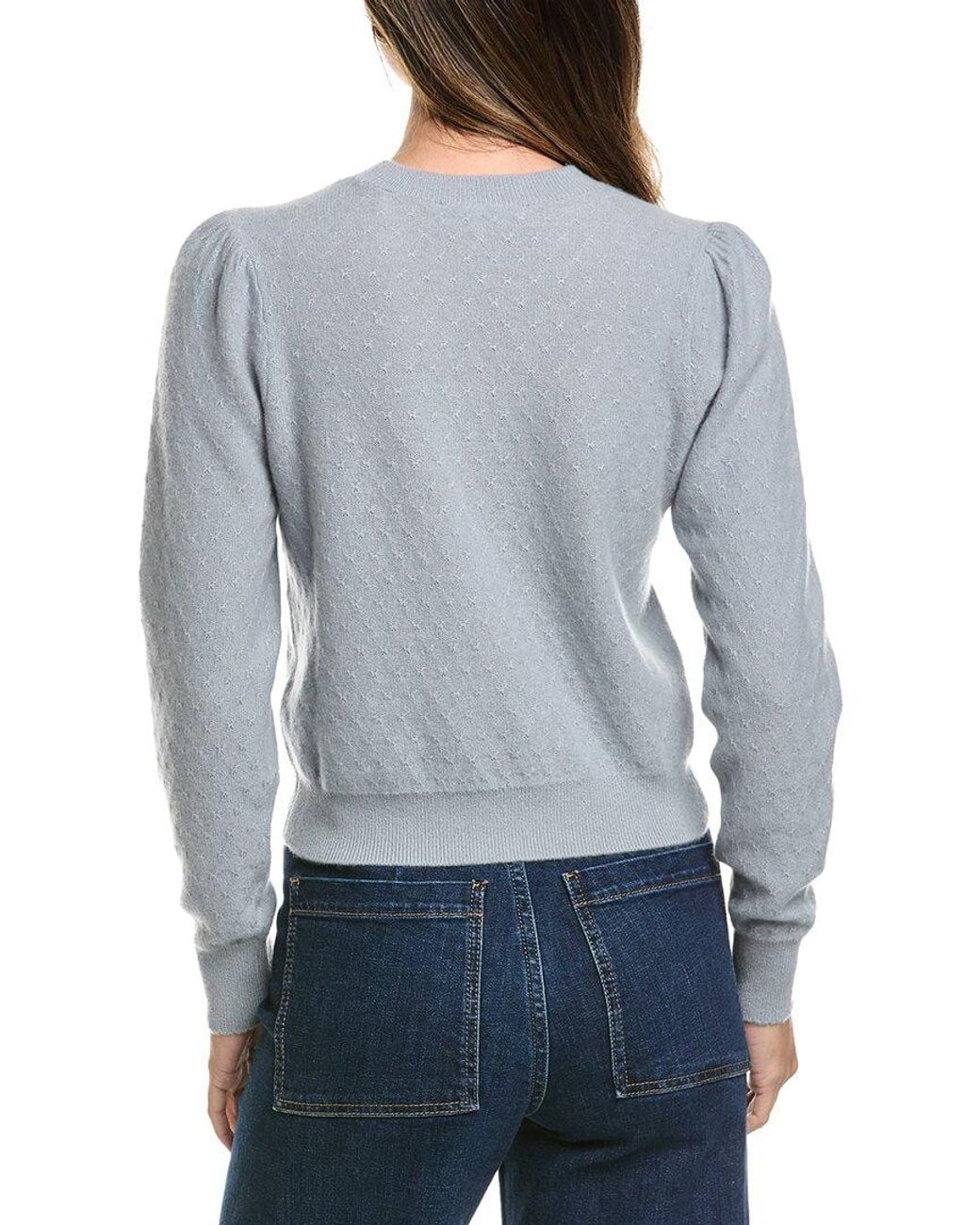 FRAME Gray The Pointelle Cashmere Sweater