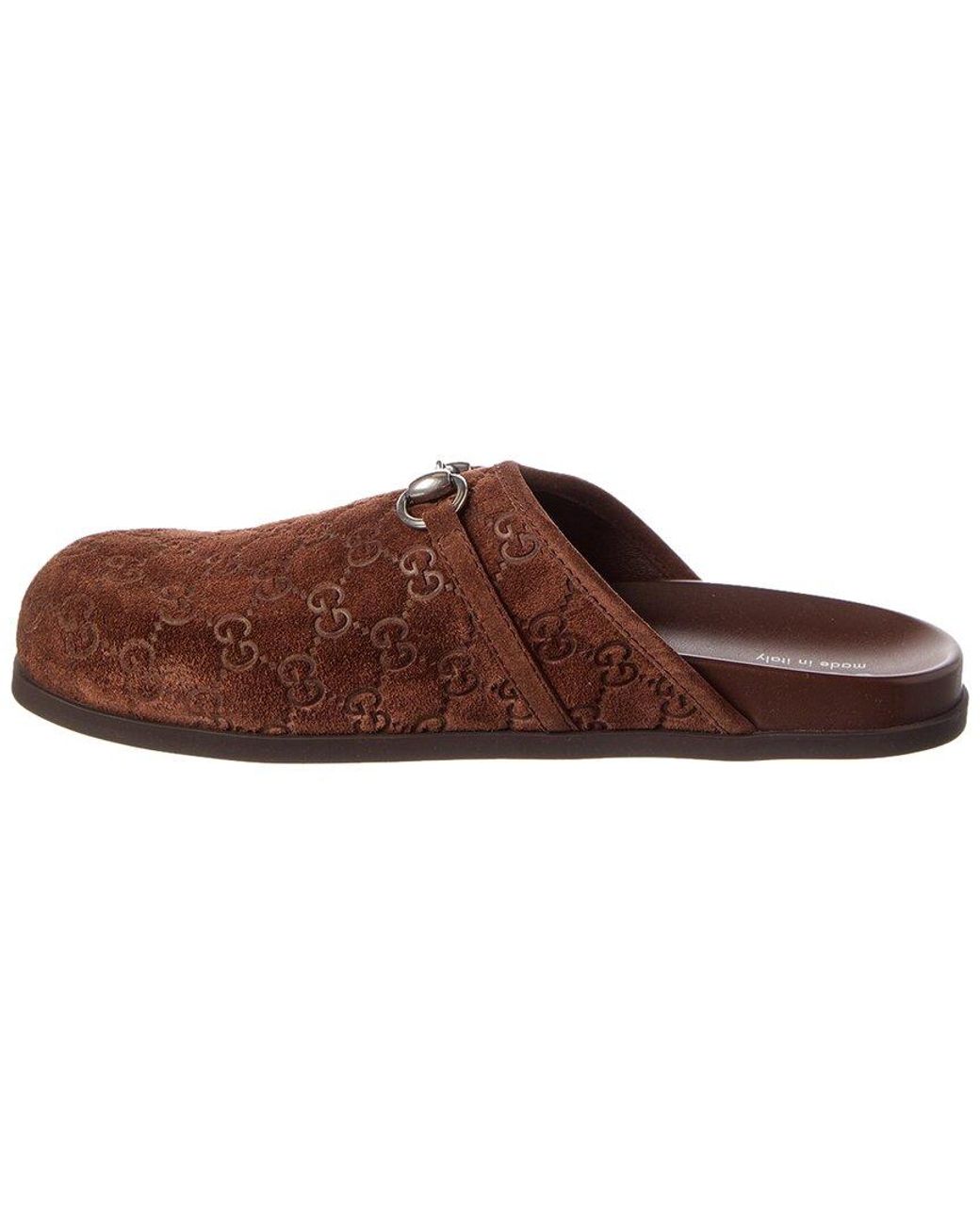Gucci Brown Horsebit Gg Suede Mule for men