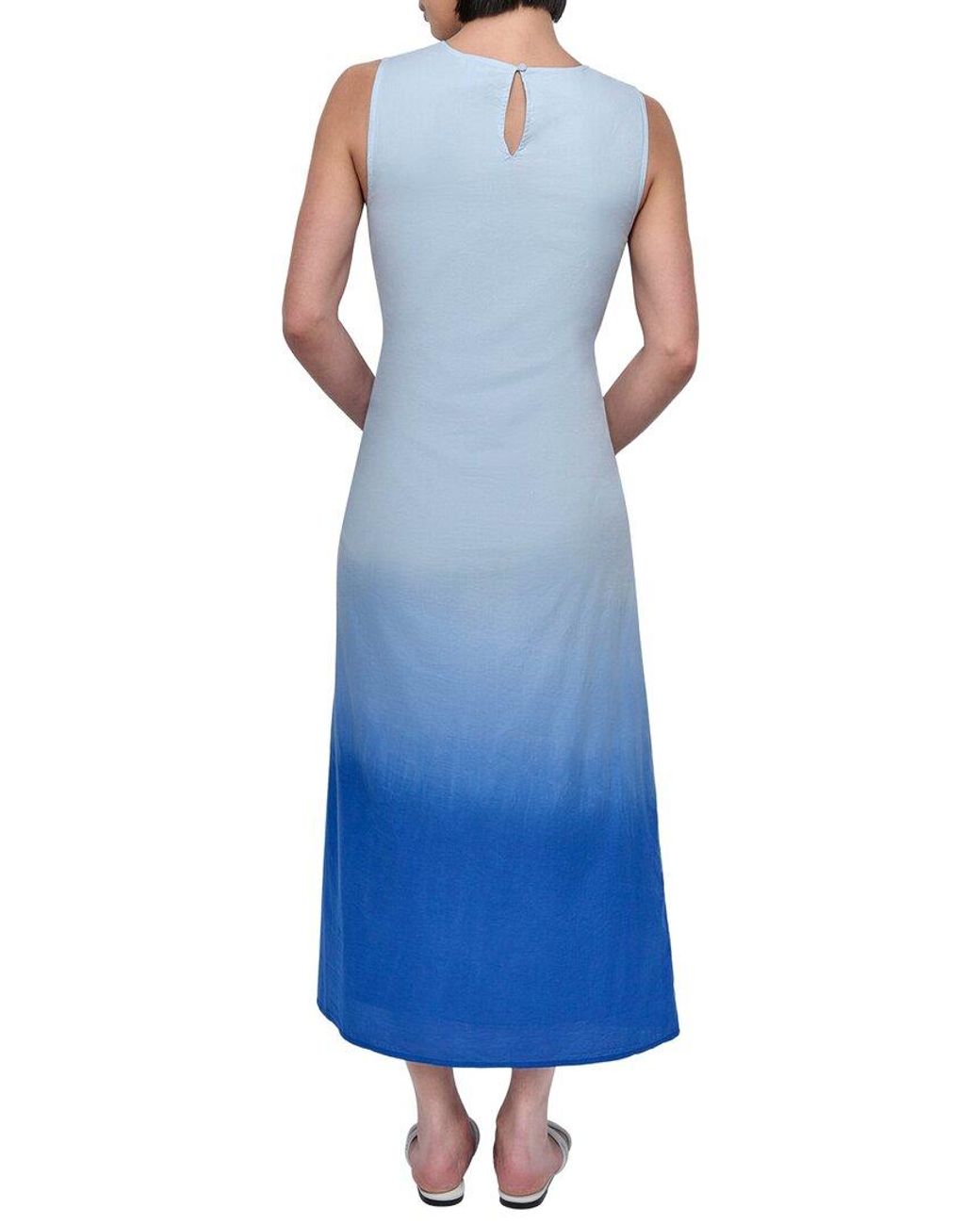 DKNY Blue Printed Dip Dye Midi Dress