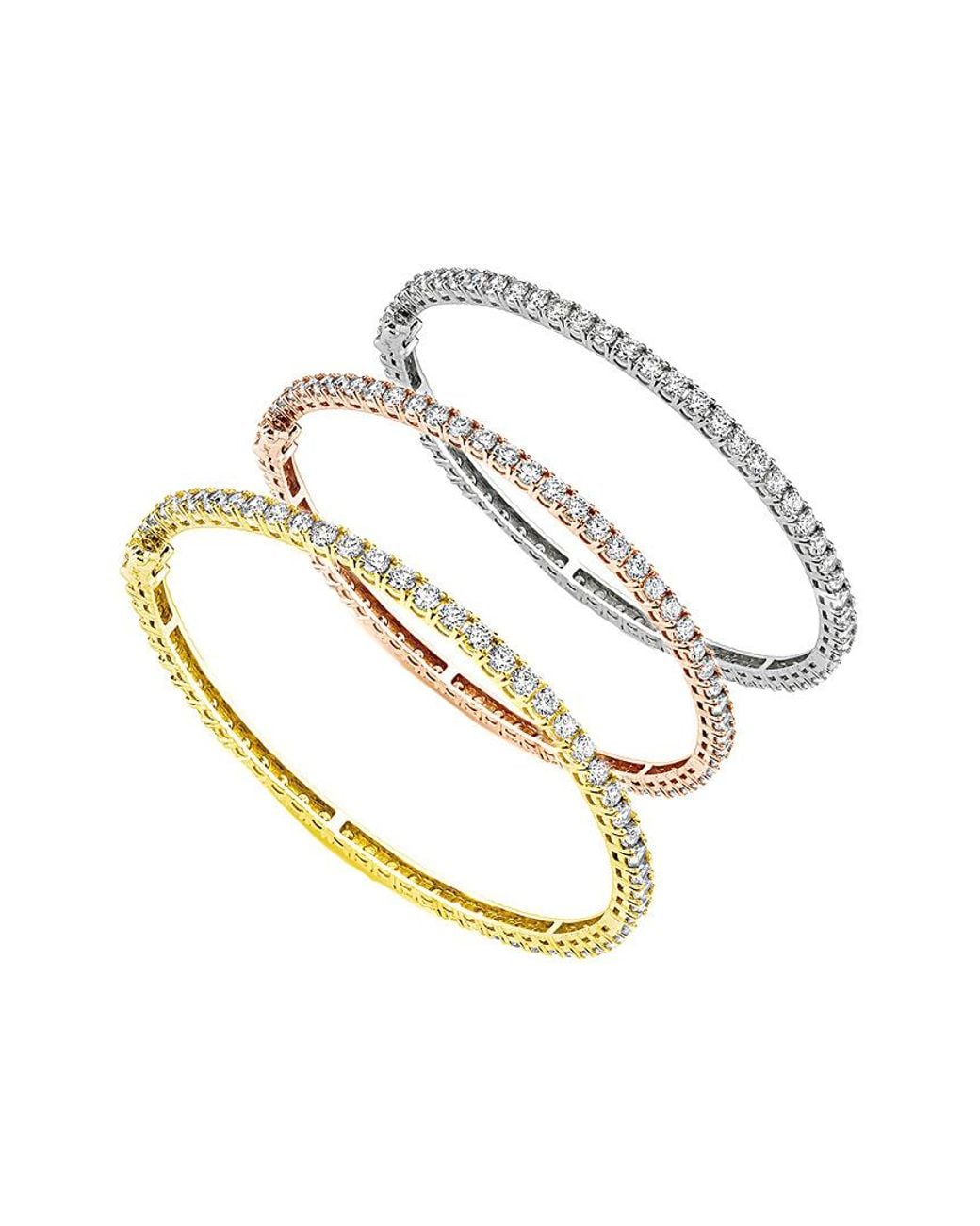 Diana M White Fine Jewelry 18k Tri-color 10.60 Ct. Tw. Diamond Bangle Set