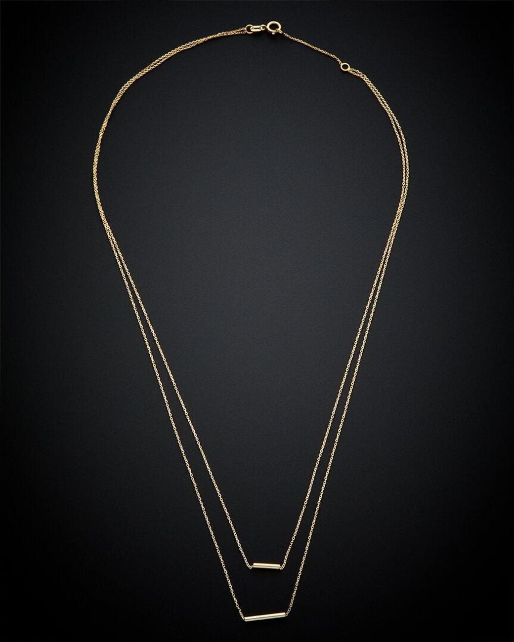 Italian Gold Black 14k Tube Pendant Necklace