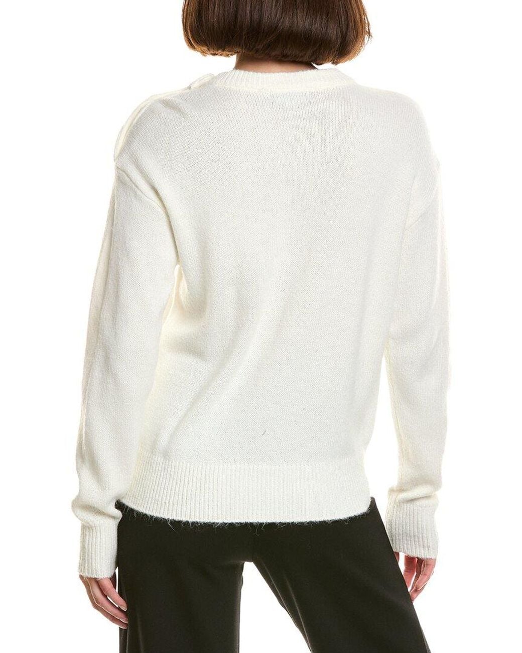 Karl Lagerfeld White Front Bow Wool-Blend Sweater