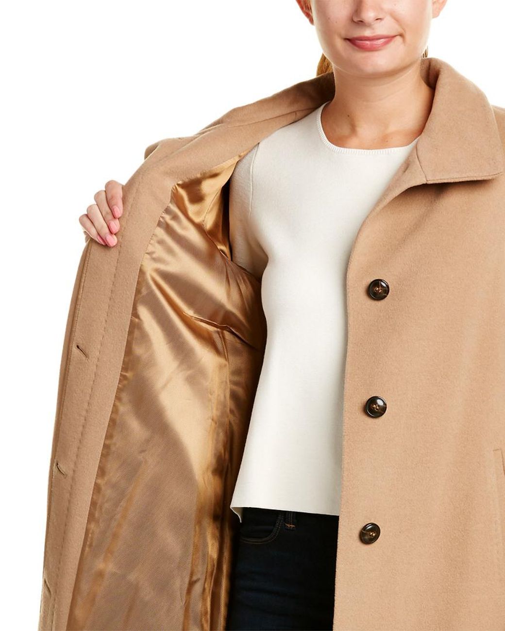 Basler Wool & Cashmere-blend Coat in Natural | Lyst