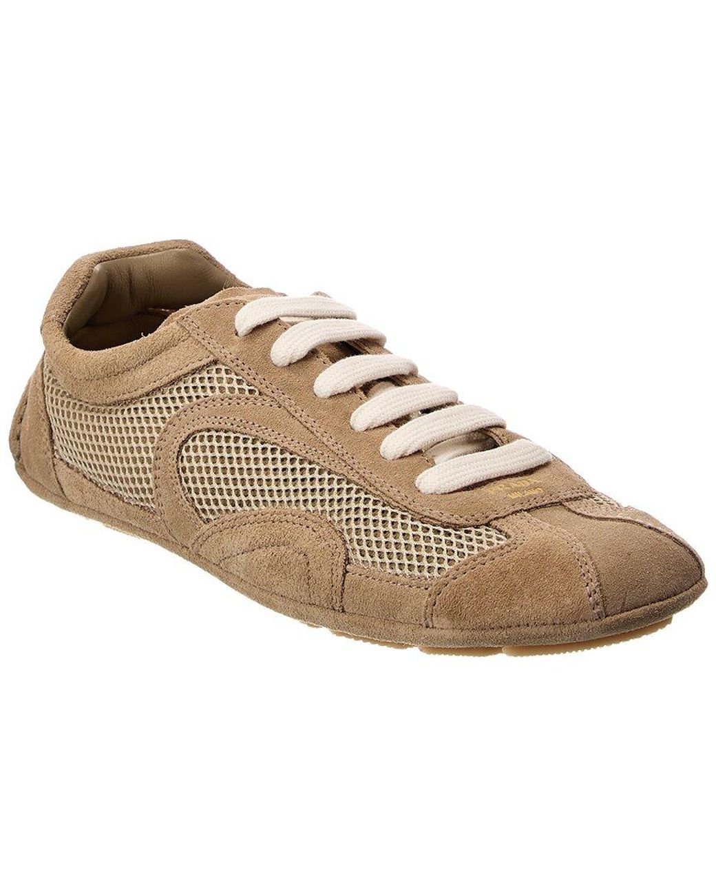 Prada Natural Logo Suede Sneaker