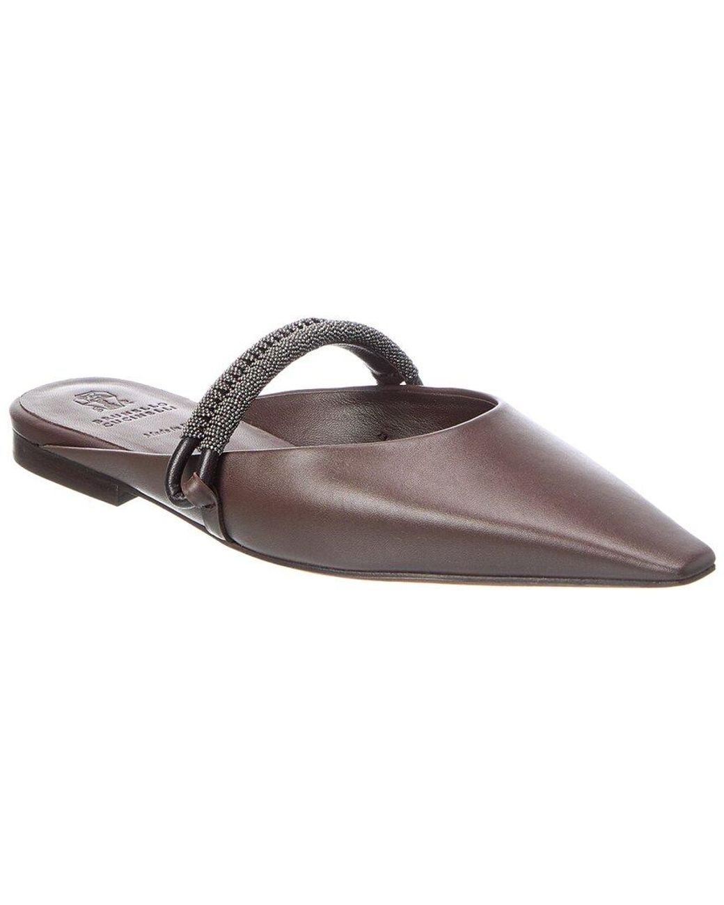Brunello Cucinelli Brown Leather Mule