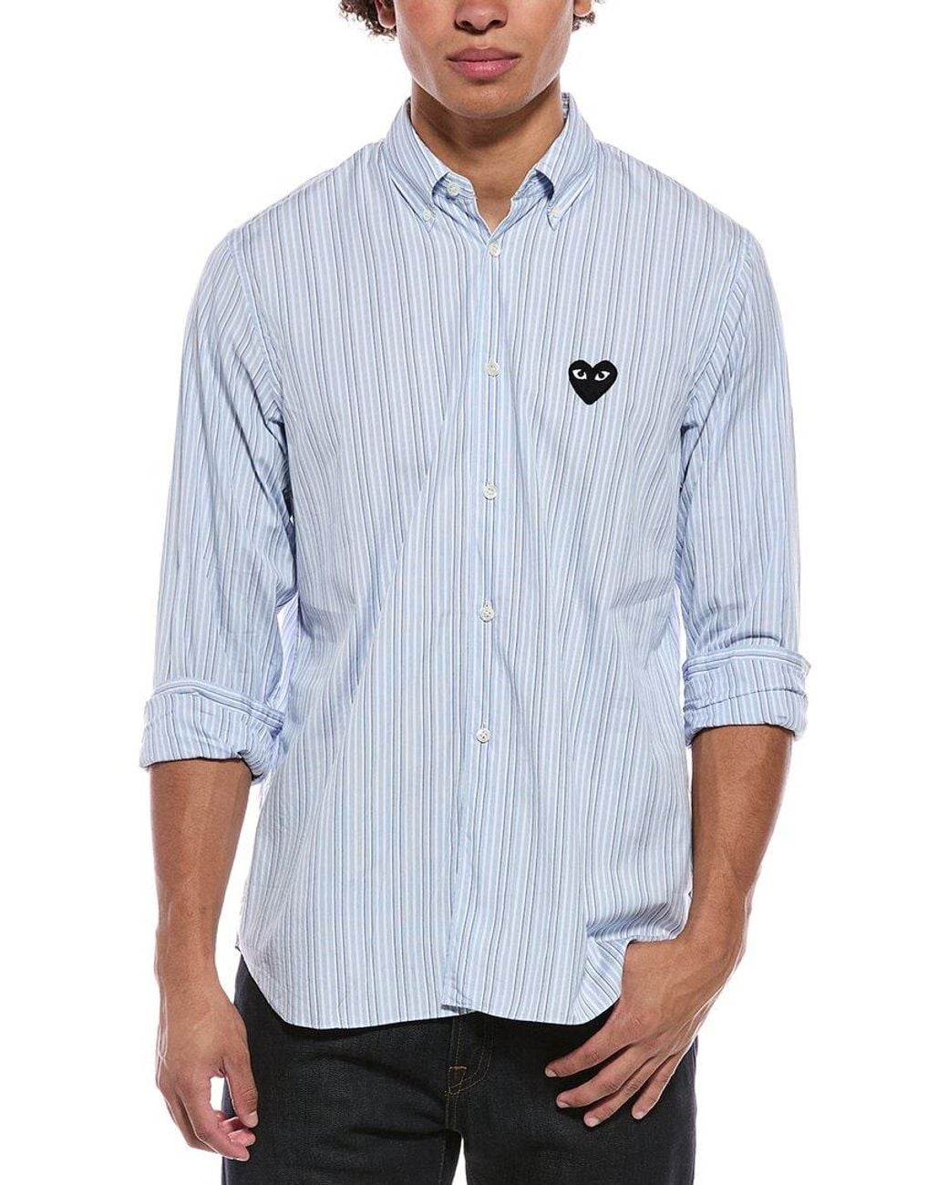 COMME DES GARÇONS PLAY Blue Heart Stripe Shirt for men