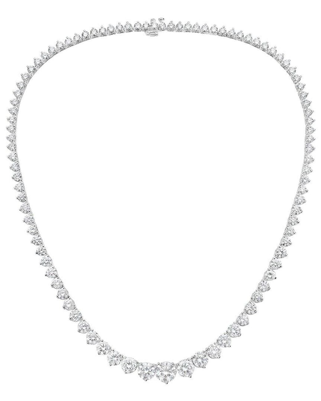 Diana M White Diana M. 14K 30.08 Ct. Tw. Lab-Grown Diamond Graduated Tennis Necklace
