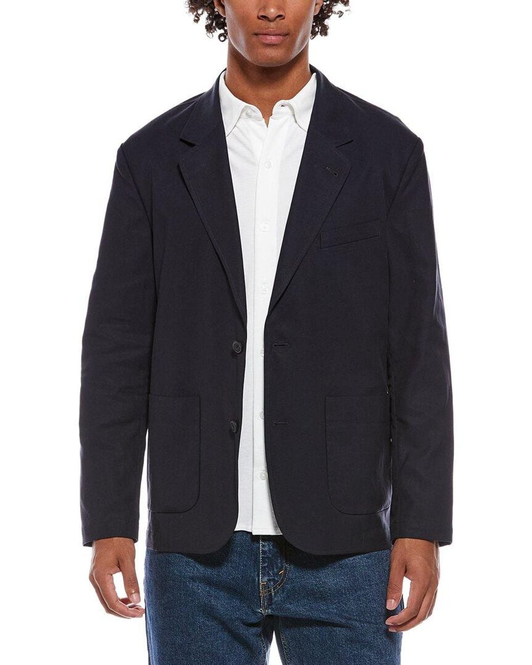 Vince Blue Relaxed Linen-Blend Blazer for men