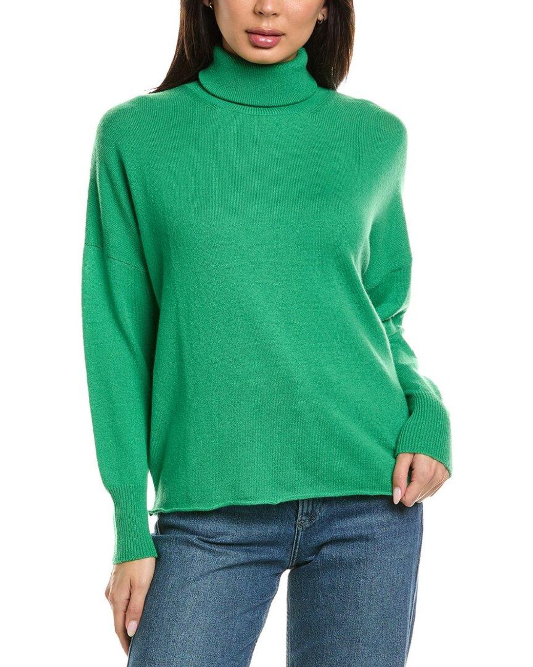 Brodie Cashmere Green Textured Roll Neck Wool & Cashmere-Blend Sweater