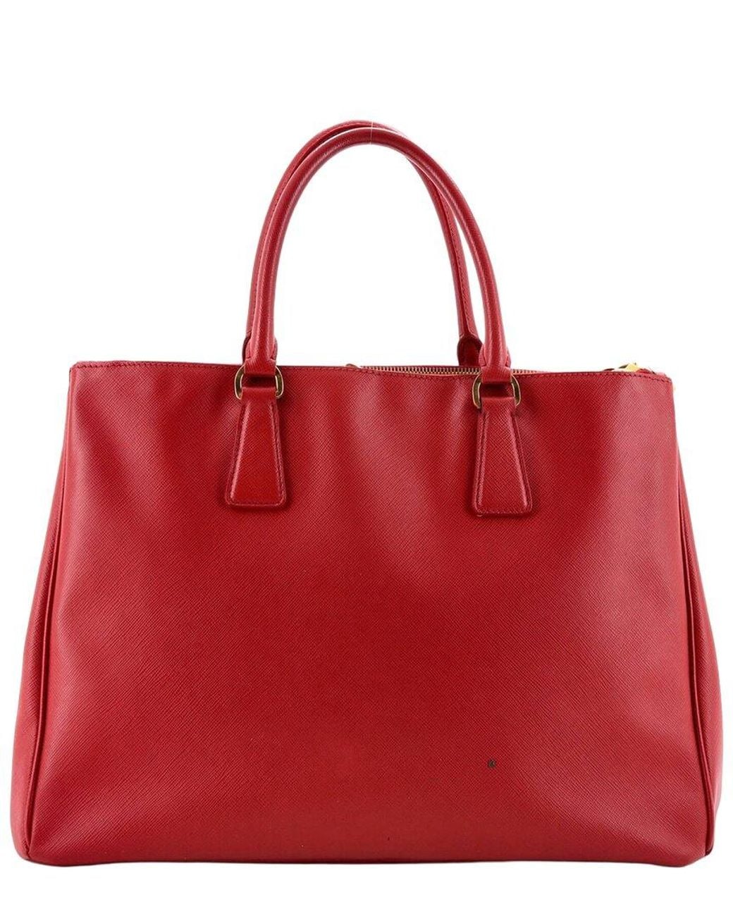 Prada Red Saffiano Leather Double Zip Lux Tote Xl (Authentic Pre-Loved)