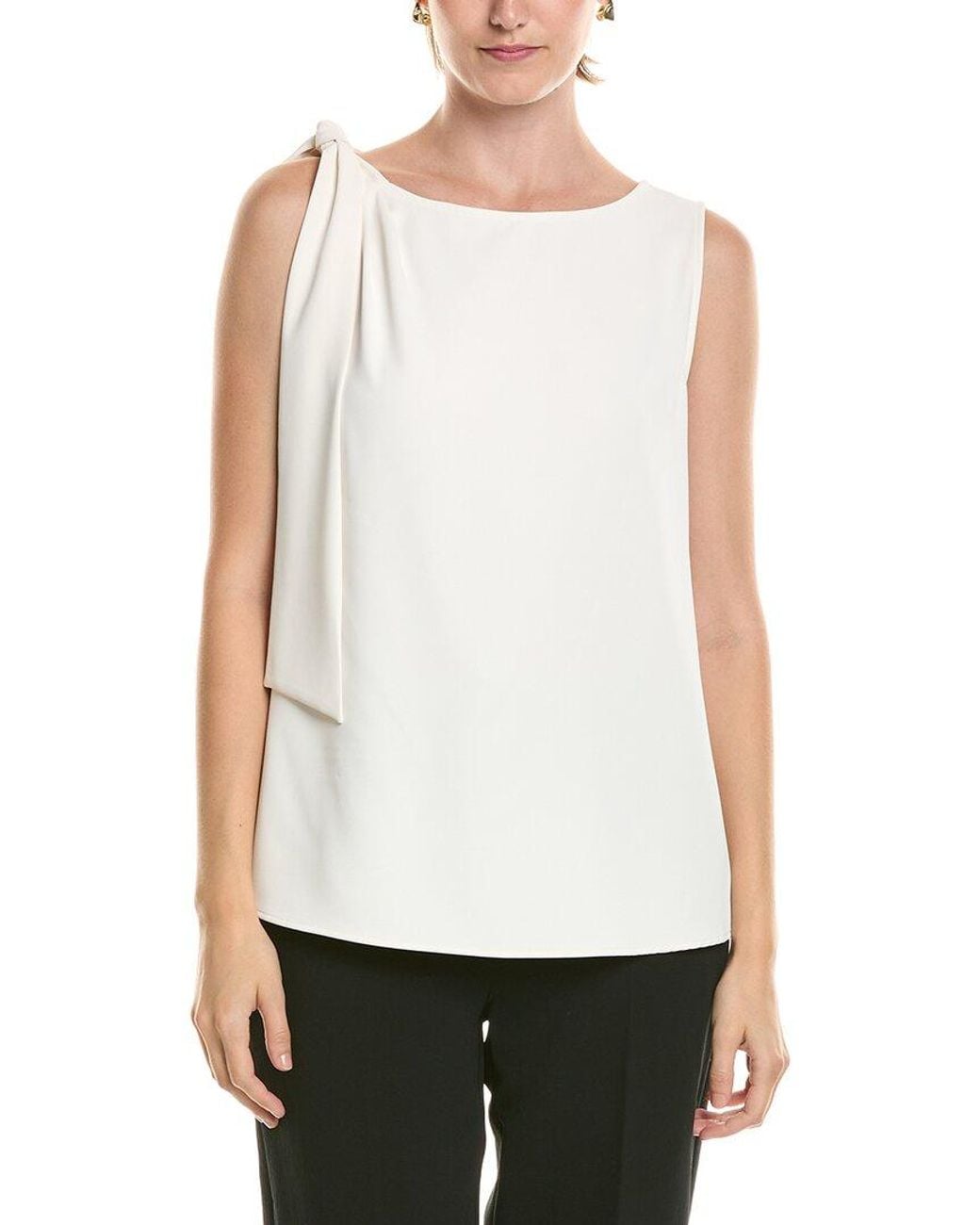 Anne Klein White Tie Shoulder Blouse