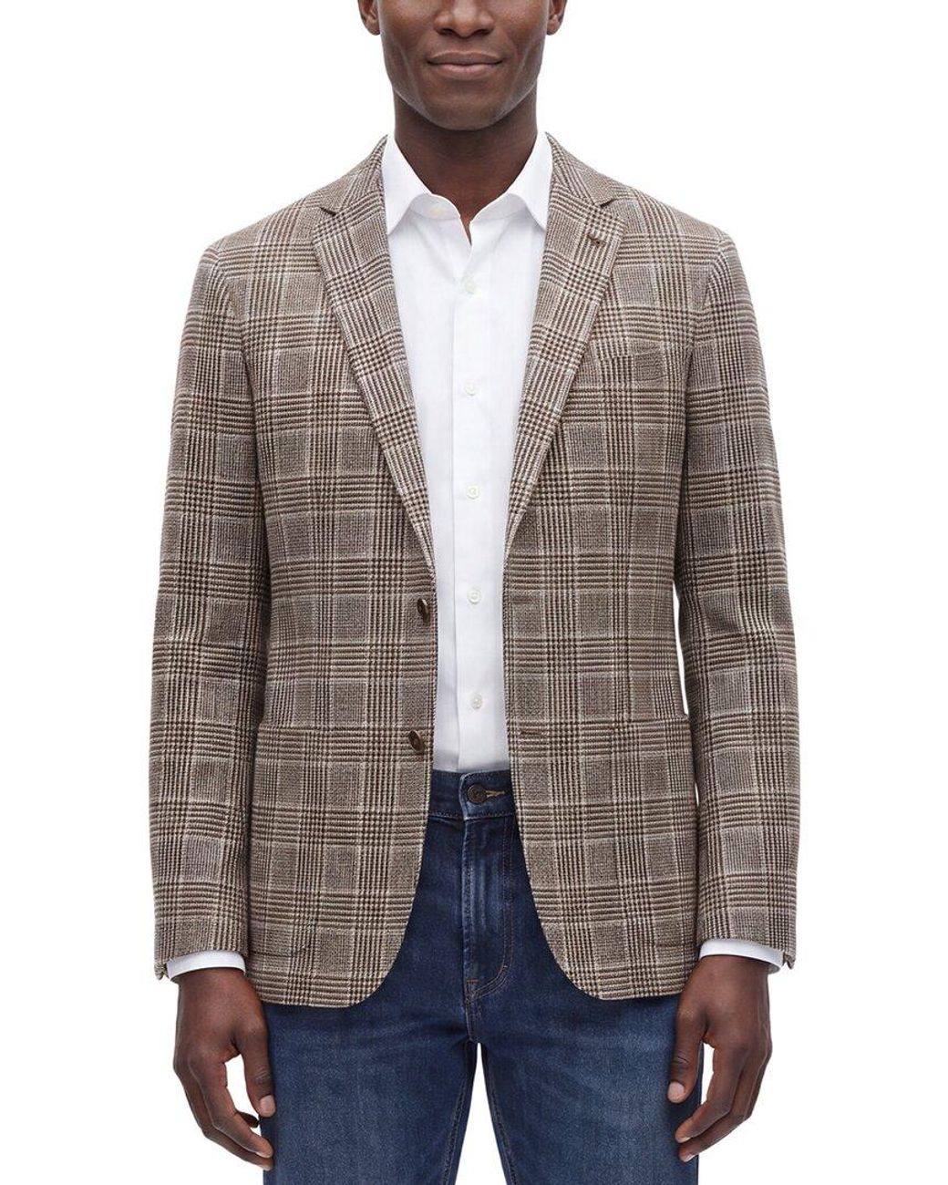 Corneliani Brown Cc Collection Wool-Blend District Check Blazer for men