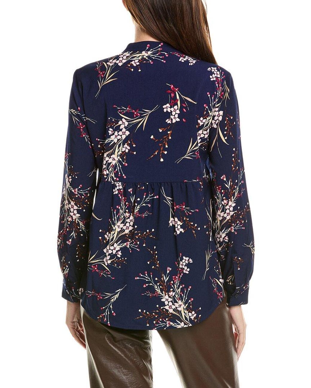 Jones New York Blue Half Placket Popover