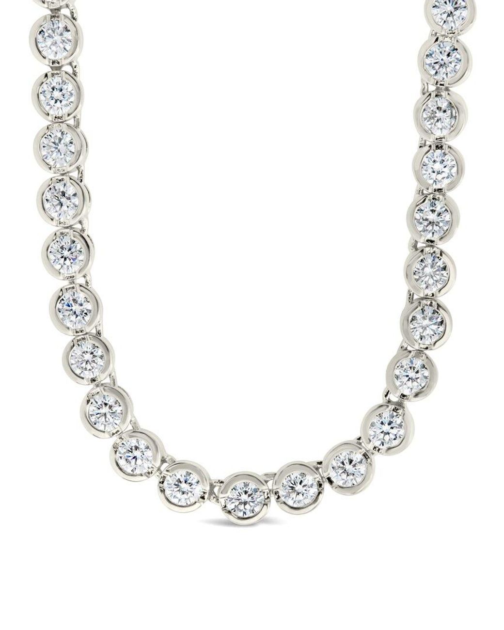 Sterling Forever Metallic 14k Plated Cz Helene Bezel Tennis Necklace