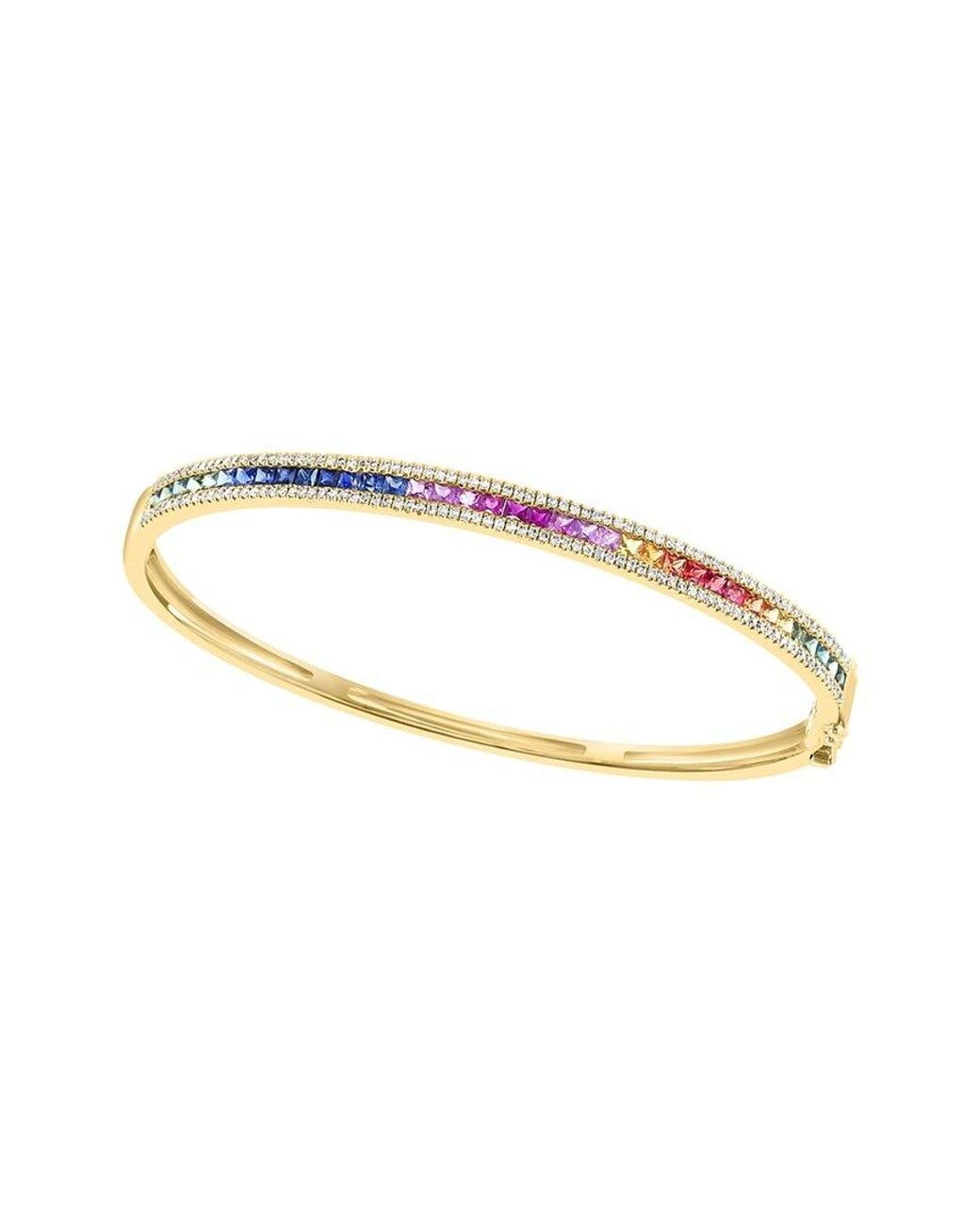 Effy Fine Jewelry Metallic 14K 2.59 Ct. Tw. Diamond & Multi Sapphire Bracelet