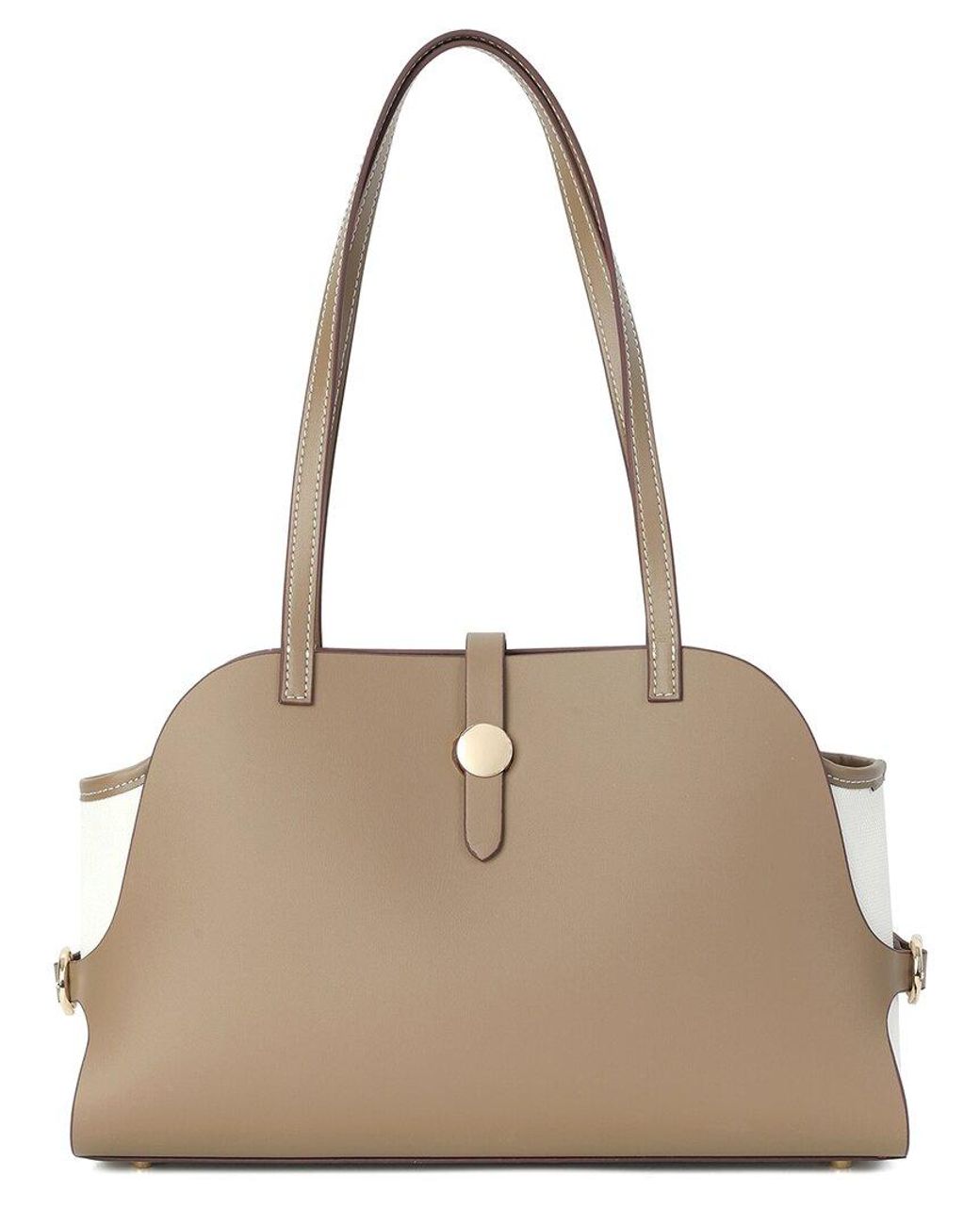 Tiffany & Fred Paris Natural Smooth Leather Dome-Shaped Shoulder Bag