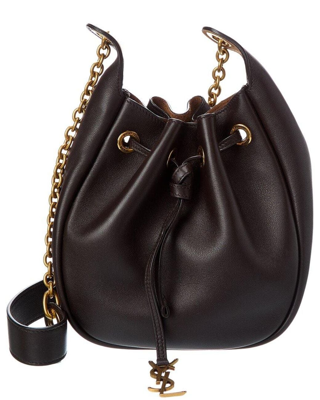Saint Laurent Black Paris Drawstring Leather Bucket Bag
