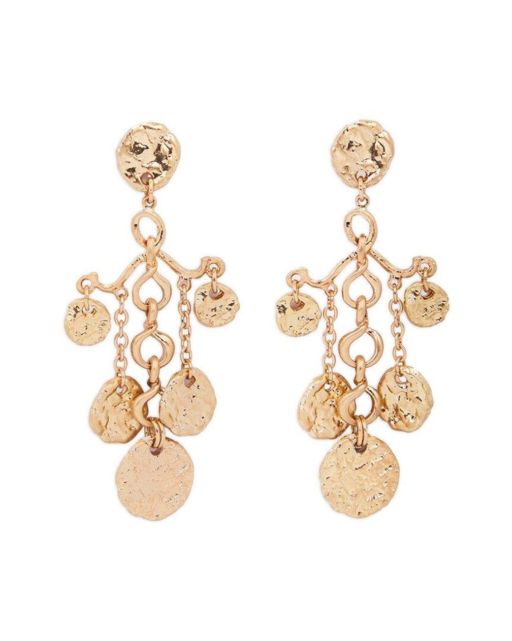 Saachi Metallic Hammered Coin Dangle Earrings