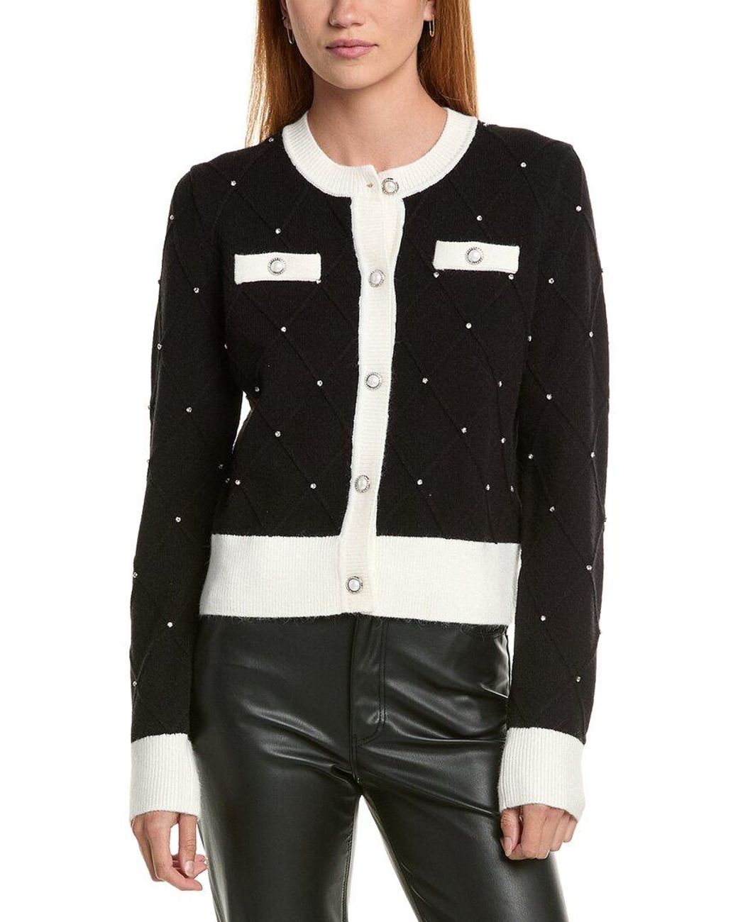 Karl Lagerfeld Black Contrast Cardigan