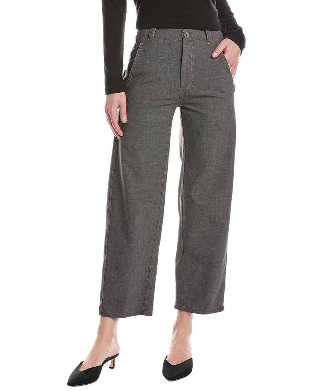 Brunello Cucinelli Gray Wool-Blend Pant