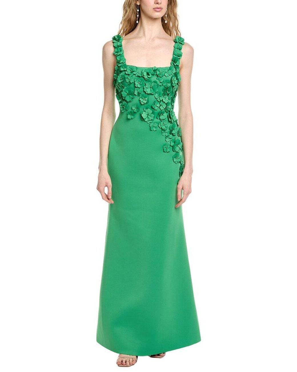 Badgley Mischka Green Cutout Appliques Gown