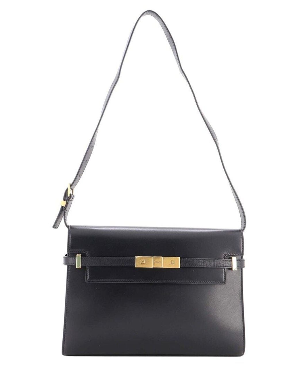 Saint Laurent Blue Sheep Leather Manhattan Shoulder Bag Medium (Authentic Pre-Loved)