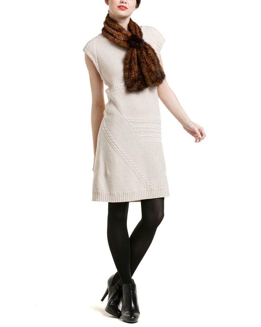 La Fiorentina Natural Whiskey Mink Muffler With Rosette
