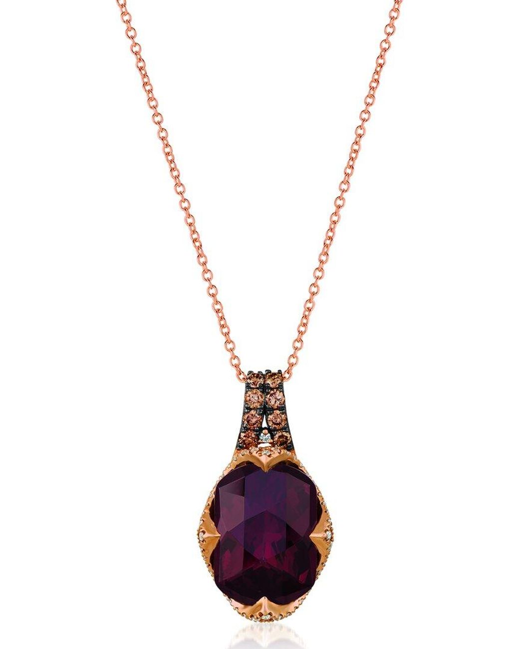 Le Vian Metallic Le Vian Vivids 14K Rose 7.28 Ct. Tw. Diamond & Garnet Pendant Necklace