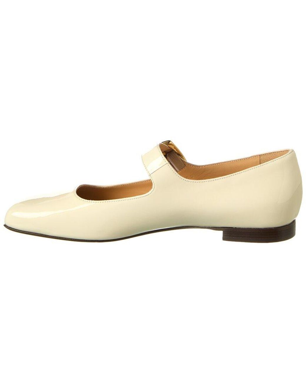 Chloé White Polly Patent Ballerina Flat