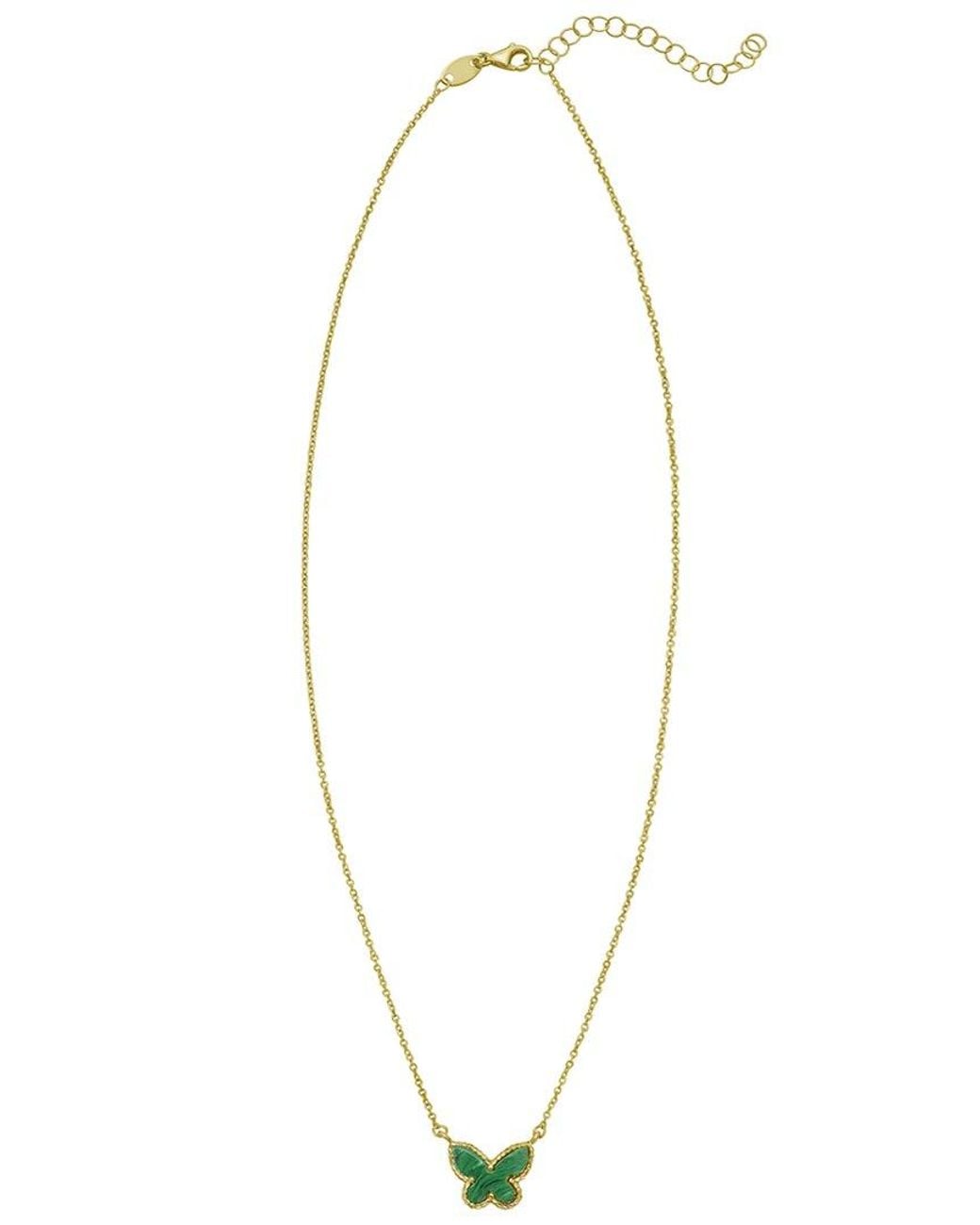Italian Gold Metallic 14K Malachite Necklace