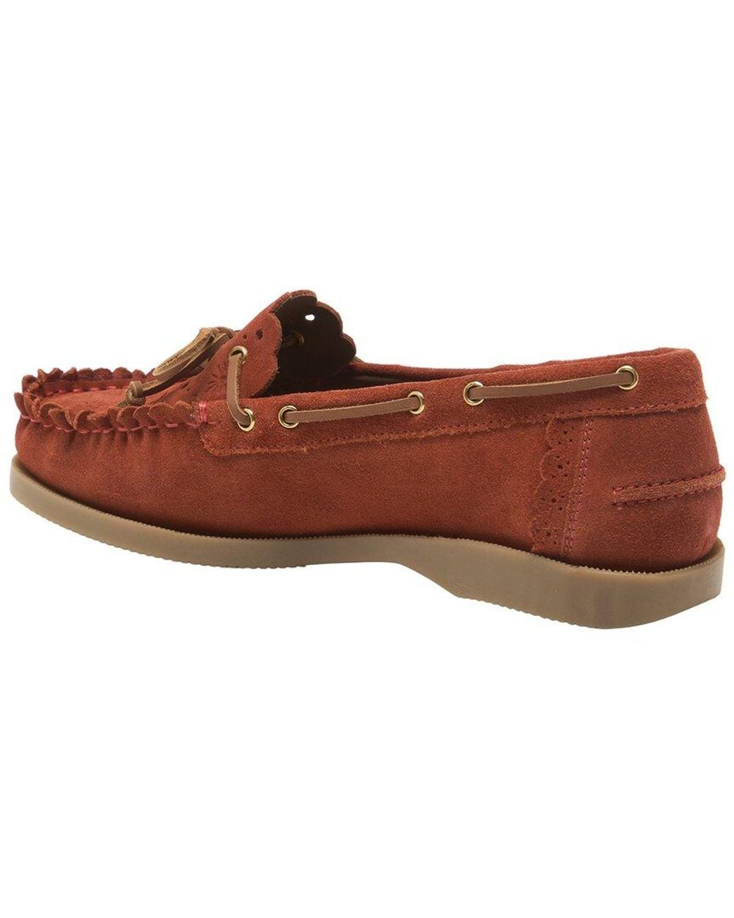 Free People Brown Lagoon Cut Out Suede Boat Shoe
