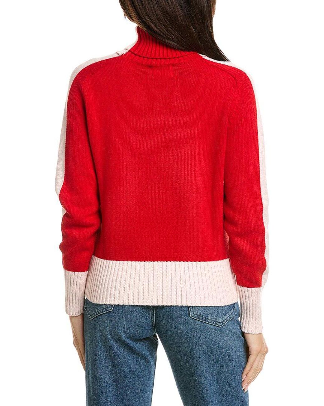Brodie Cashmere Red Snowflake Roll Neck Cashmere-Blend Sweater
