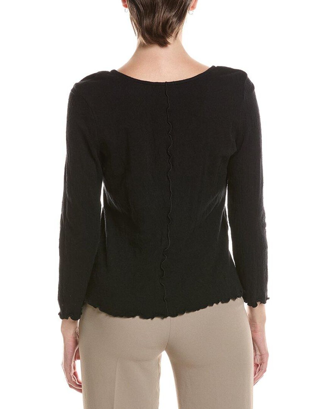 NIC+ZOE Black 3/4 Sleeve Lace Knit Scoop T-Shirt
