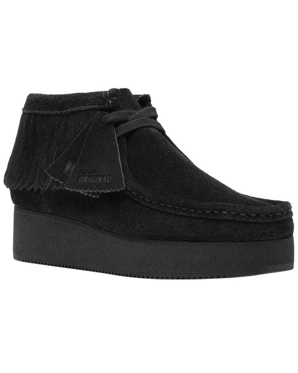 Clarks Black Wbwedge Fringe Suede Boot