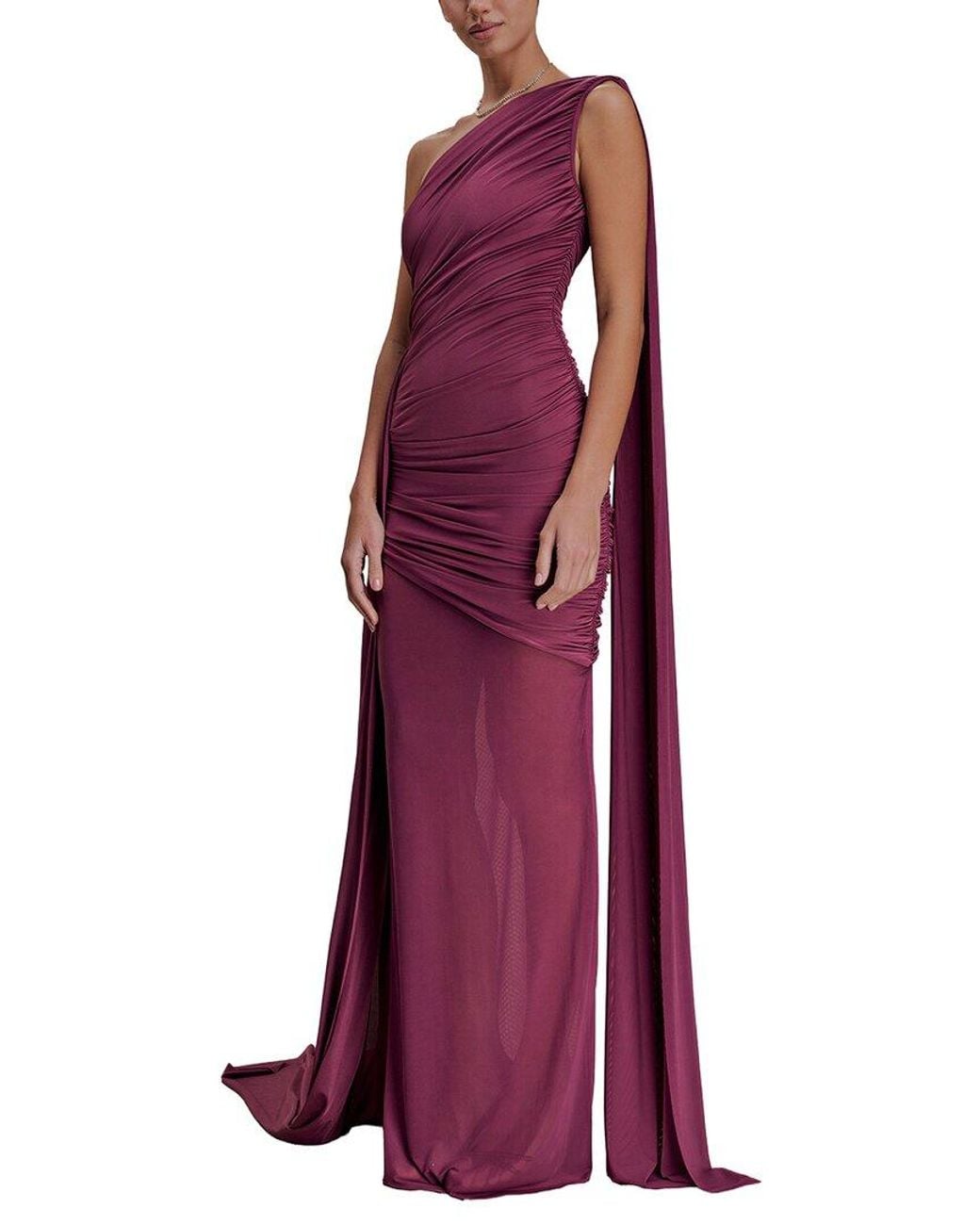 Dilireba Purple One-Shoulder Maxi Dress