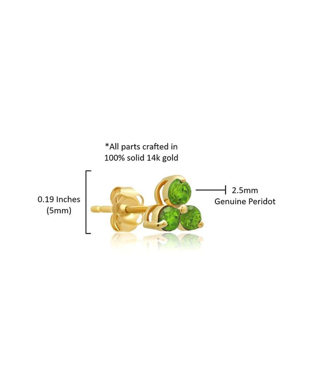 MaxColor Multicolor 14K 0.35 Ct. Tw. Peridot Studs