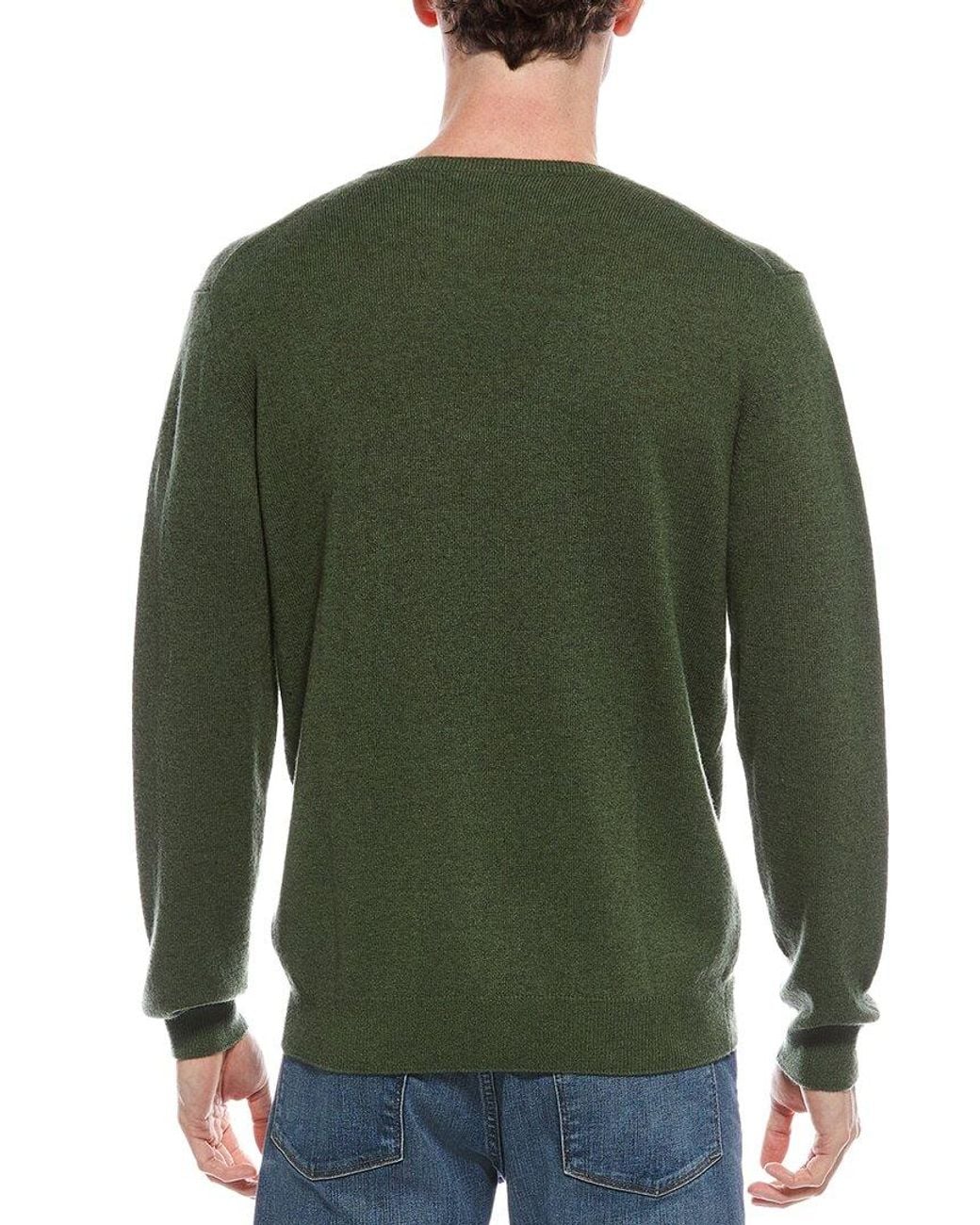Forte Green Cashmere Classic Crew Cashmere Sweater for men