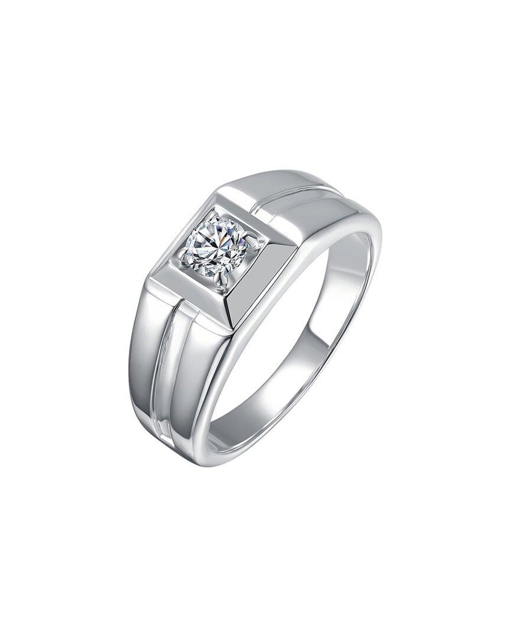 Rachel Glauber White Plated Cz Statement Ring for men