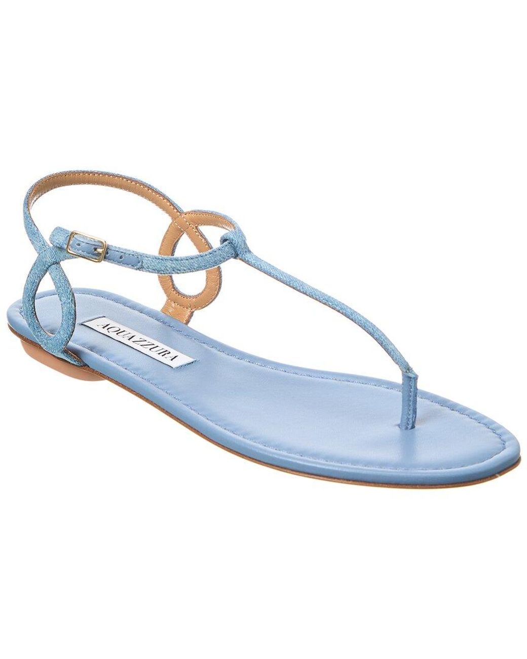 Aquazzura Blue Almost Bare Denim & Leather Sandal