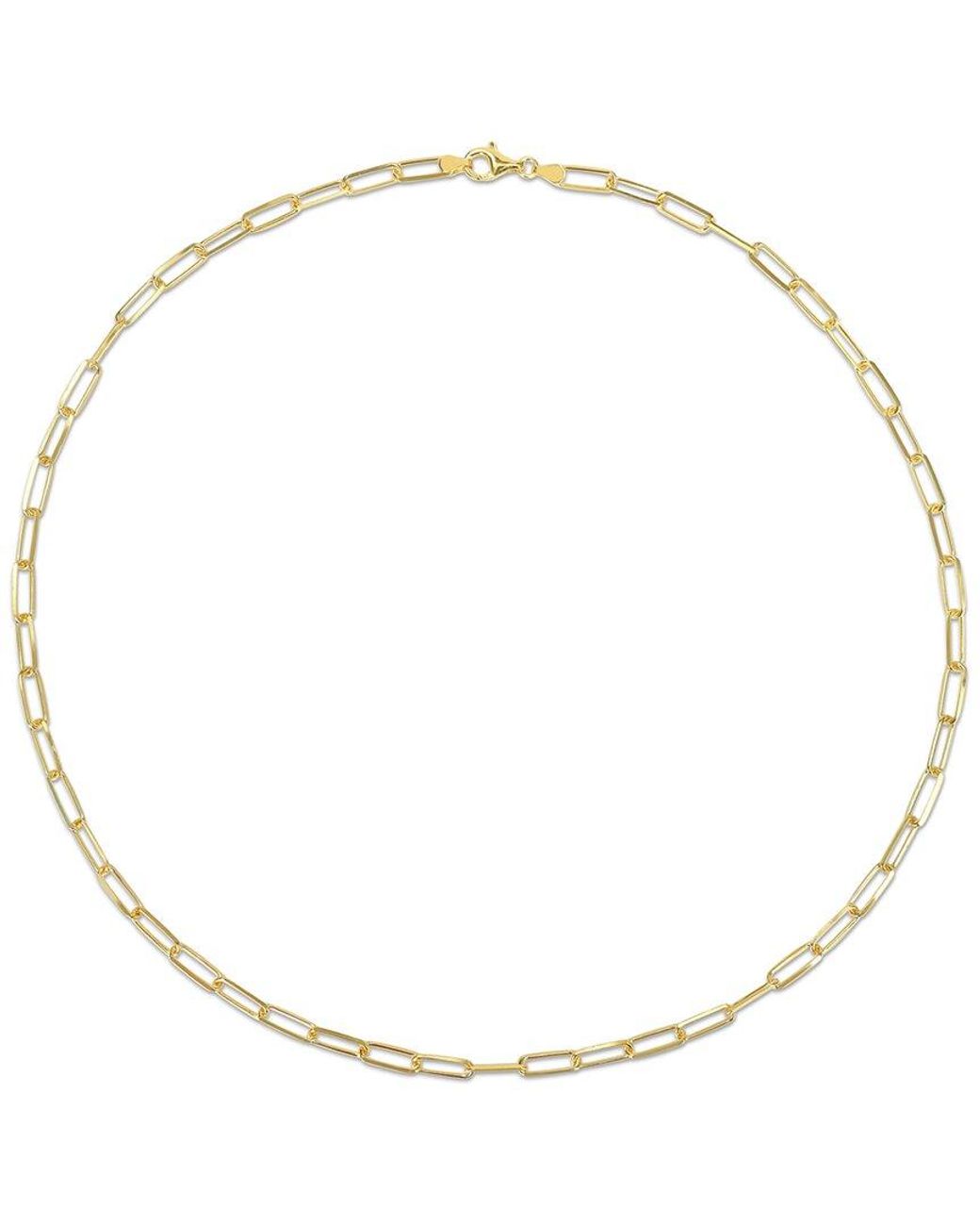 Italian Silver Metallic 18K Over Diamond-Cut Paperclip Chain Necklace