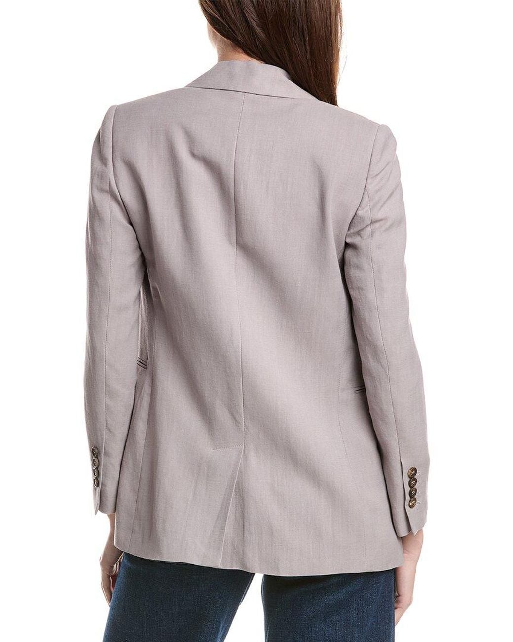 Brunello Cucinelli Gray Linen-Blend Blazer
