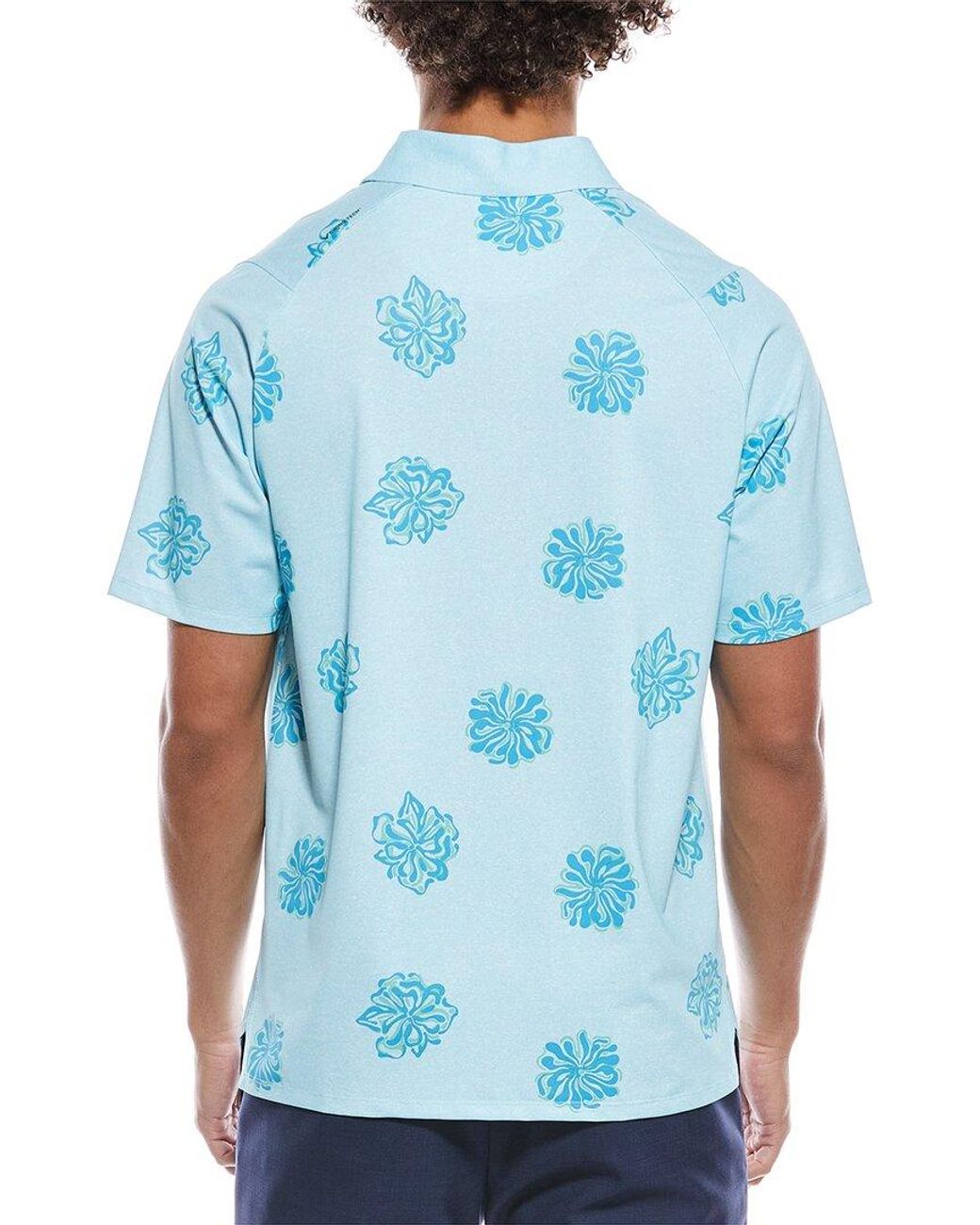 Callaway Apparel Blue Bunker Floral Print Polo Shirt for men