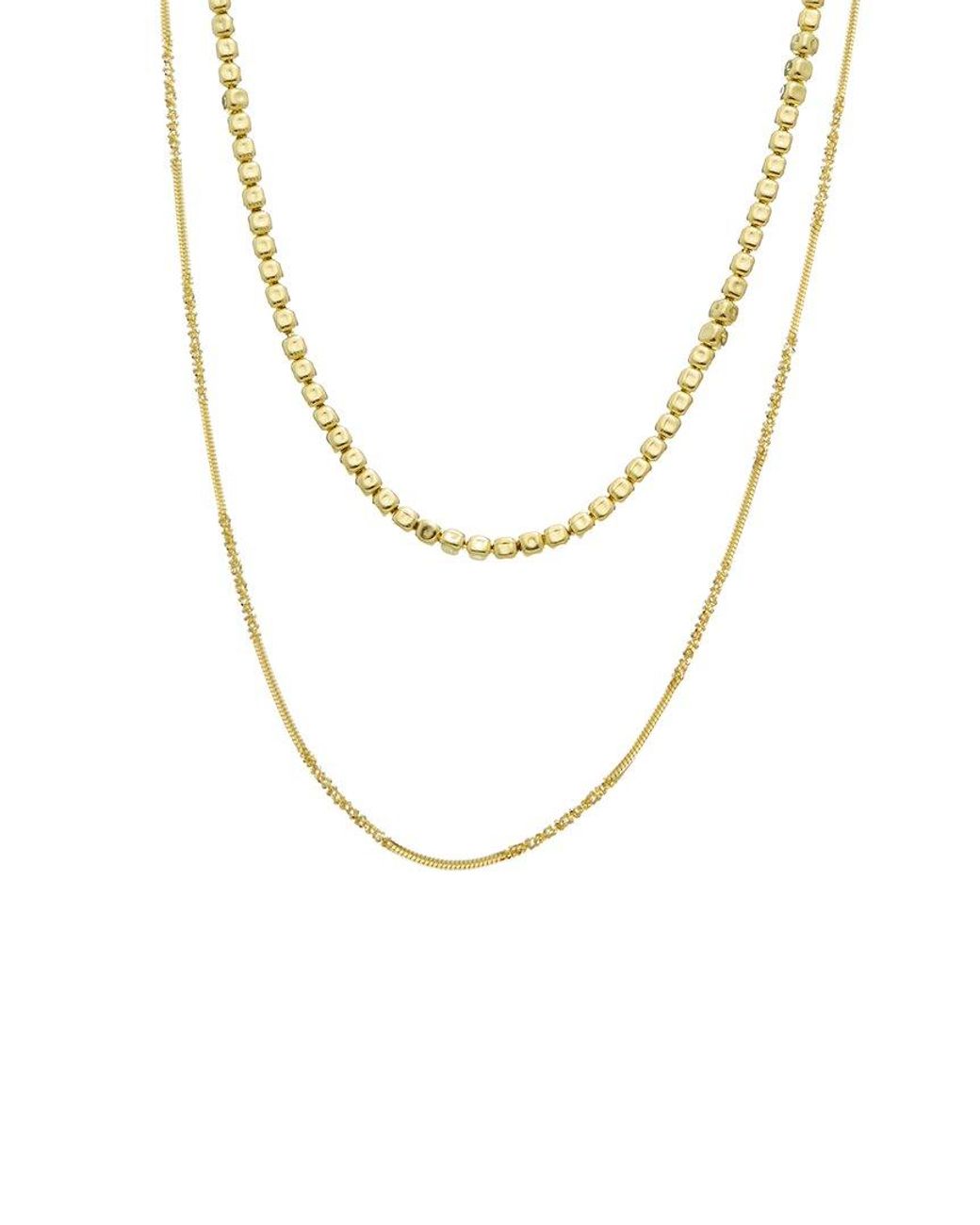 Italian Gold Over Silver Metallic 18K Plated Multi Strand Necklace