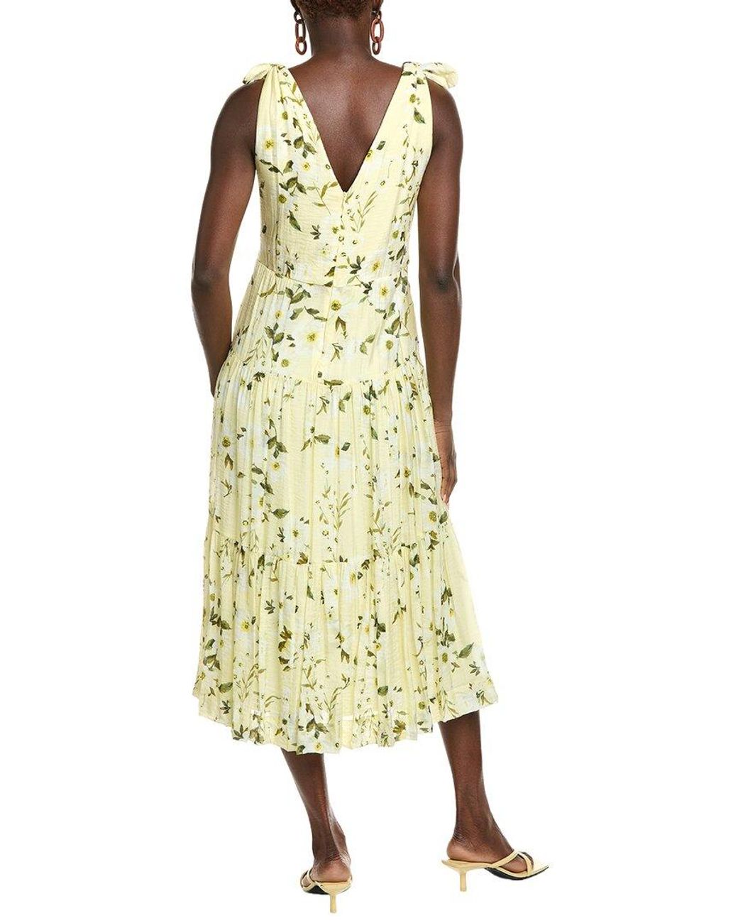 Maison Tara Metallic Crinkle Viole Midi Dress